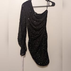 Peace + Love asymmetrical embelished mini dress